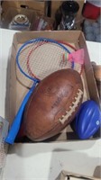 Kids badminton old leather junior football and