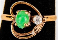 Jewelry 18kt Yellow Gold Jade Heart Ring