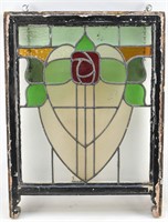 Arts & Crafts Rose Floral Stained Glass Window