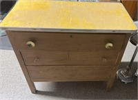 3 Drawer Wooden Cabinet with Arborite Top. 34" x