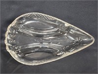 CLEAR ETCHED GLASS DIVIDED SERVING DISH