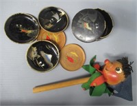Oriental coasters, Pinocchio music box, etc.