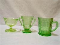 Green Uranium Creamer Pitcher - Custard Cup &