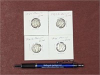 (4) Mercury Dimes: 1935, 1936, 1937, 1937