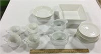 Lot of white glass dishes