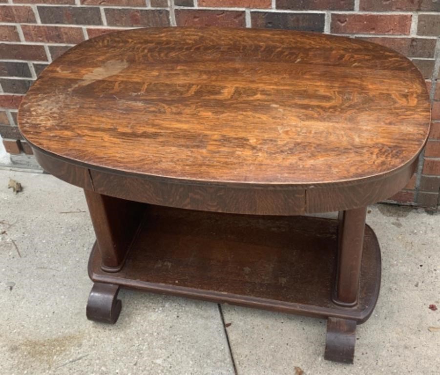 Antique Tiger Oak Library/Entry Table