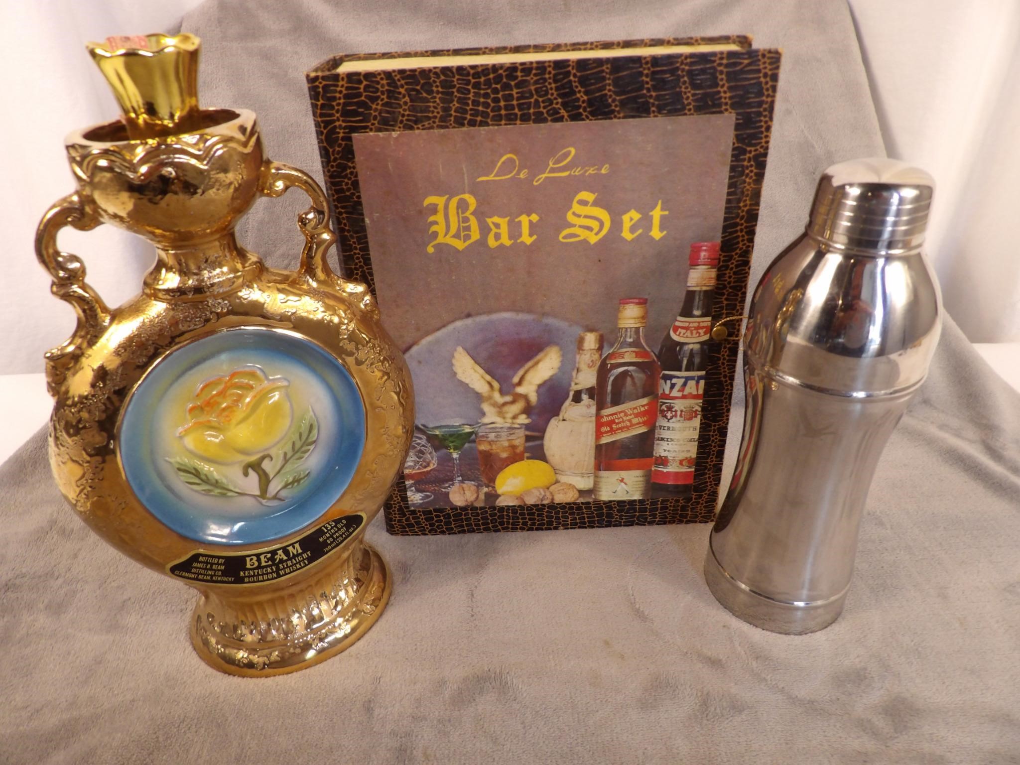 DeLuxe Bar Set Jim Beam Empty Decanter Lot