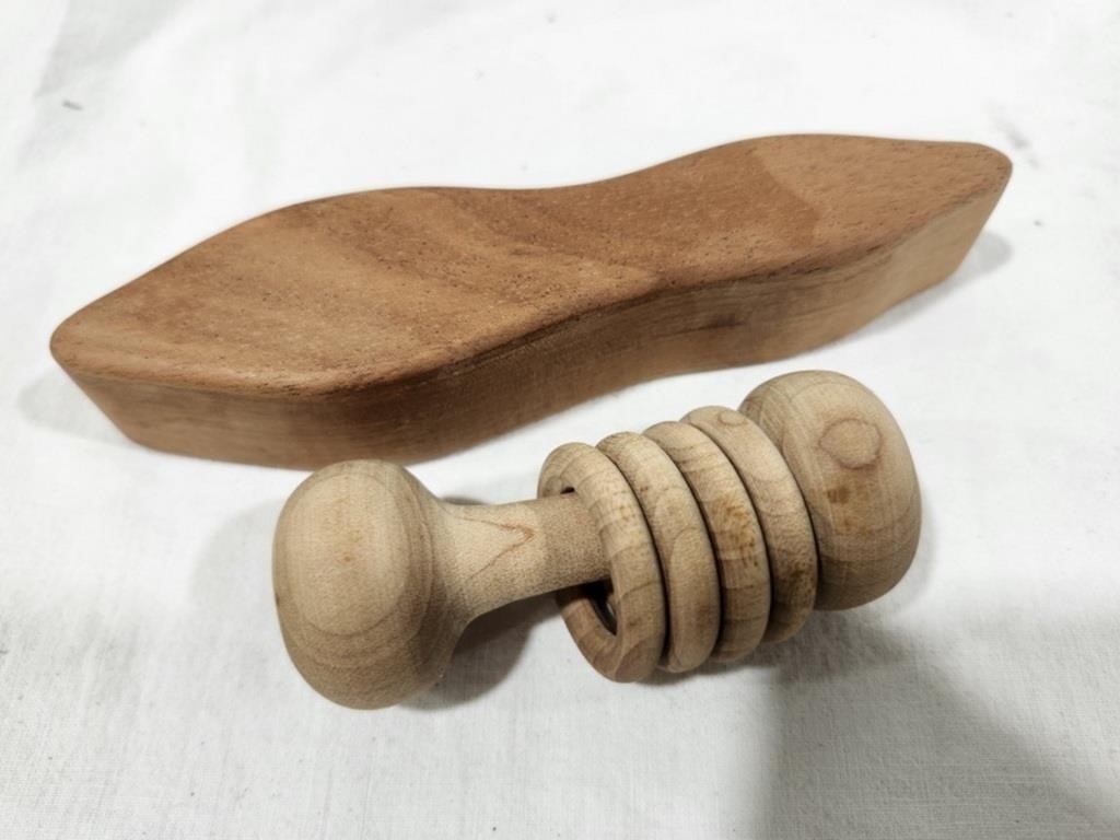 Wood Baby Rattles, 3" long,