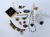 19-pc Costume Jewelry & Sewing Trinket Box