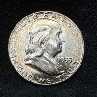 1955 P Franklin Silver Half-Dollar
