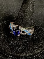 925 Sterling ring with opal inlay size 9