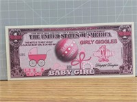 Baby girl million dollar banknote