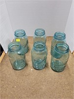 6 Blue Ball Jars