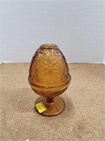 Amber Indiana Tiara Glass Fairy Lamp