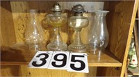 2 Oil Lamps W/ Chimneys