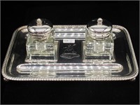 FIDELIS MADE IN ENGLAND DUAL INKWELL SET 8 IN