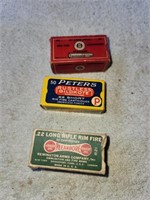 3 Vintage Empty 22 Rifle Shell Boxes - Peters,