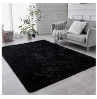 Lot of 2 shag area rugs black
