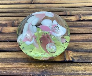3" Marked glass paperweight