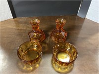Coin glass candle sticks and bowls