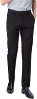 (new)Plaid&Plain Men Slim Fit Dress Pants Stretch