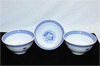 Set of Three White Jade Porcelain Bowls