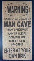 Onion sack 12x24in wood frame Mans Cave Sign