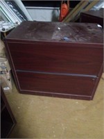 Heavy wood two drawer cabinet