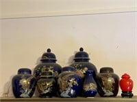 Collection of Blue Ginger Jars