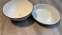 Enamelware two mixing bowls