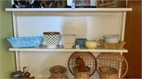 Shelf a lot of ceramic flowerpots, sugar &