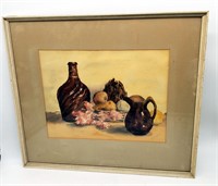 The Brown Pitcher Watercolor Framed Art H. Fisher