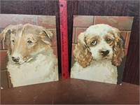Pair vintage Paint by Number puppies