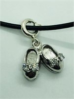 Sterling Silver Diamond (0.09cts) Double Shoe