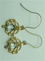 14k Yellow Gold Aquamarine (1cts) Earrings