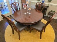 STUNNING Wooden Table & 4 Leather Seated Chairs