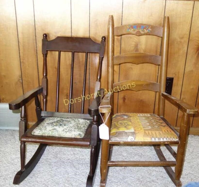 PAIR OF DOLL BEAR WOODEN ROCKING CHAIRS