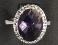 AMETHYST & WHITE SAPPHIRE STERLING COCKTAIL RING
