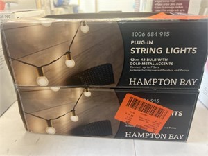 Lot of (2) Hampton Bay Plug-In String Lights 12ft