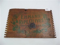 Wooden Advertising Box End - California Olives
