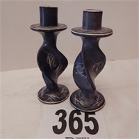 PAIR OF CANDLESTICKS WITH ELEPHANT MOTIF 7 IN