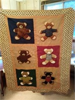 Teddy bear quilt, 44 x 58, made in China