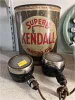 Vintage Oil Can with Automotive Lights