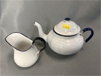 Enamelware Teapot with Creamer