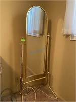 Vintage Brass Framed Pivoting Mirror