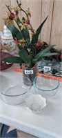 PLANT DECOR WITH 2 GLASS BOWLS, LENOX BOWL