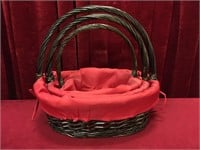 3pc Lined Wicker Basket Set