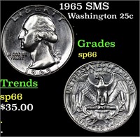 1965 SMS Washington Quarter 25c Grades sp66