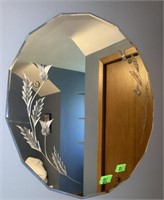 round Vintage etched mirror