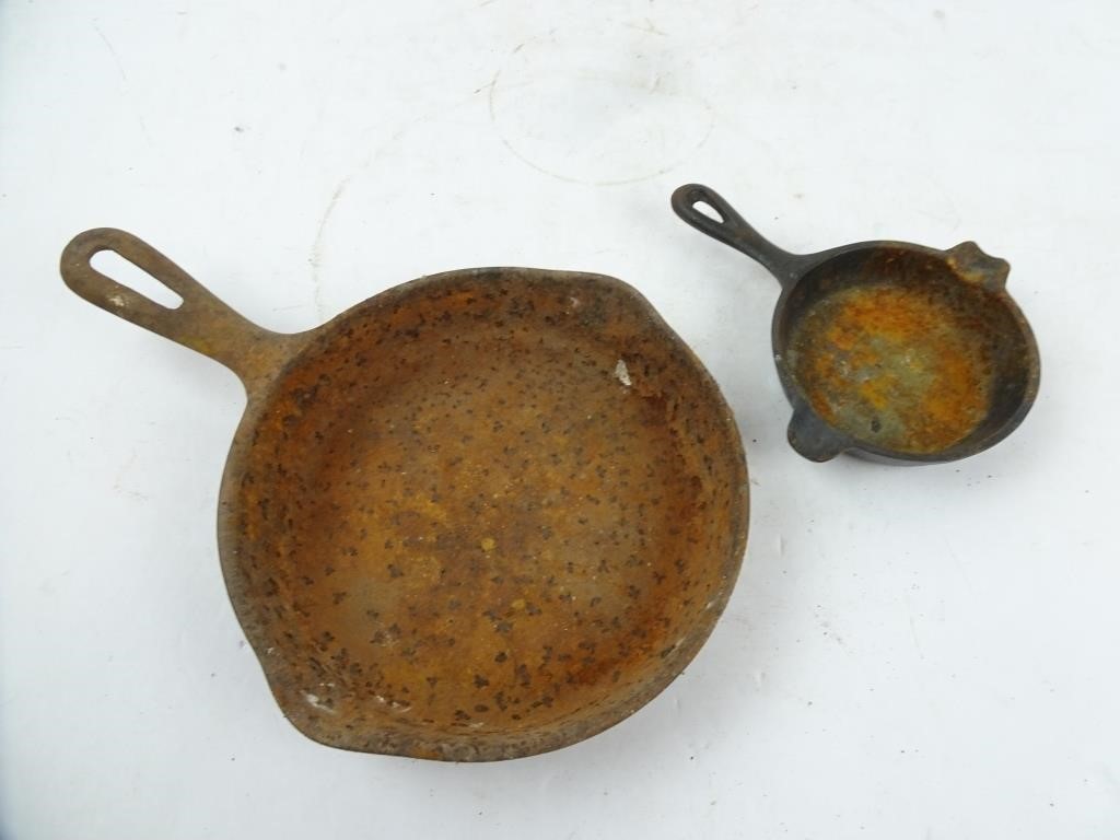 Pair of Antique Small Cast Iron Skillet Pans -